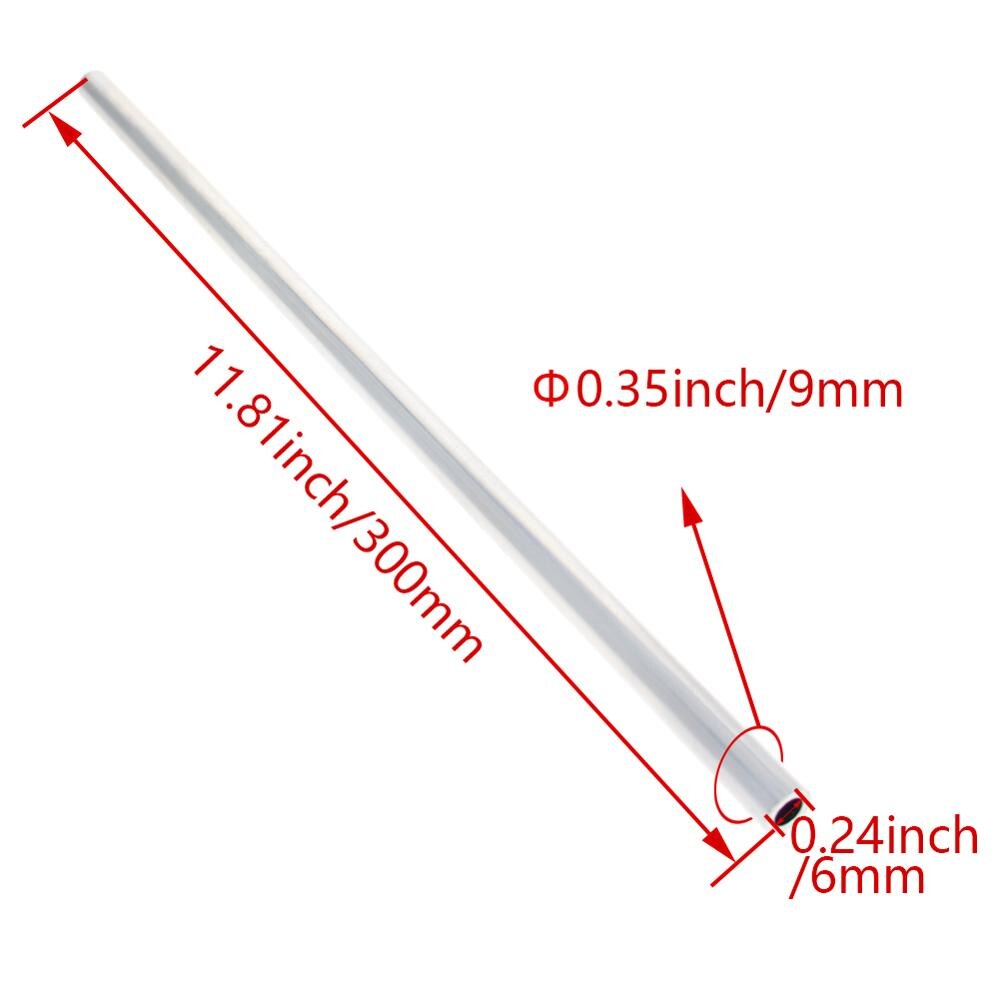 Tubo redondo de aluminio, 6063 OD, 8mm, 9mm, sin costura, recto, 300mm de longitud, para entrada de aire DIY, 2 uds.: OD9mm x ID6mm