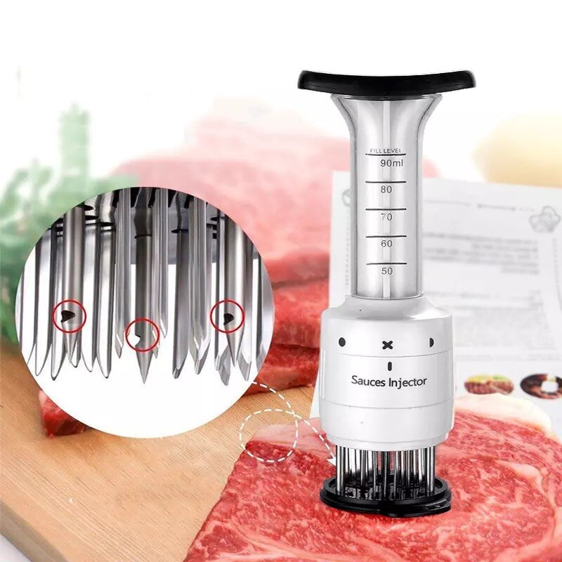 2 in 1 Meat Tenderizer Marinade Injector BBQ Meat Steak Beef Sauce Tenderizer with Stainless Steel Needle kitchen Tools
