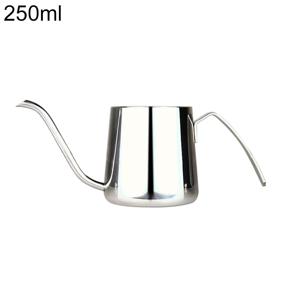 250/350ml kaffekjeler i rustfritt stål, lang tut, helle over kaffekannemaskinen: Sølv 250ml