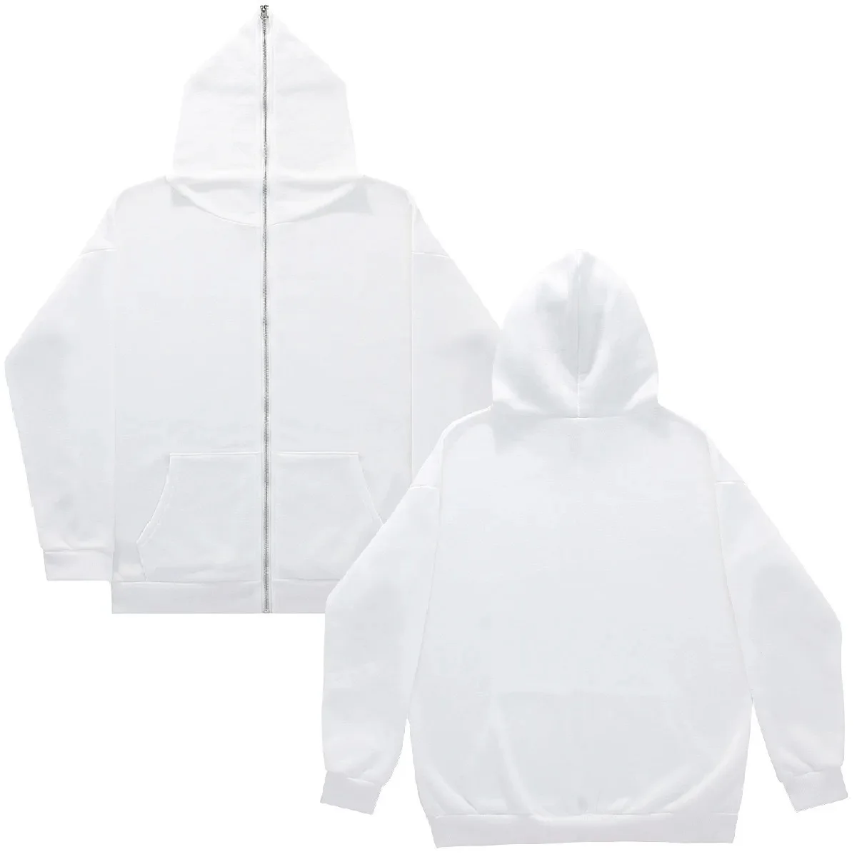 Herre oversized hættetrøjer med lynlås efterår vinter fleece hættetrøje solid lynlåsjakke sweatshirt koreansk hættetrøje herretoppe tøj