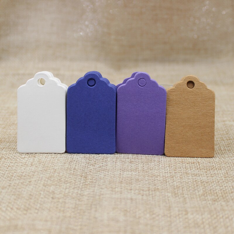 200 stuks 5*3cm beste -seeling diy kraft / wit / paars / marineblauwe papieren labels schelpkop label bagage trouwnotitie blanco prijskaartje