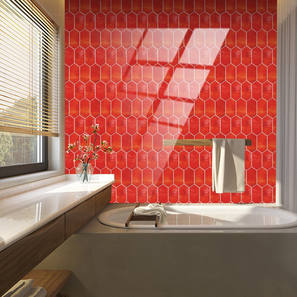 Retro red arrow shaped crystal tile sticker Self-adhesive floor sticker Home renovation oilproof waterproof wall stickers