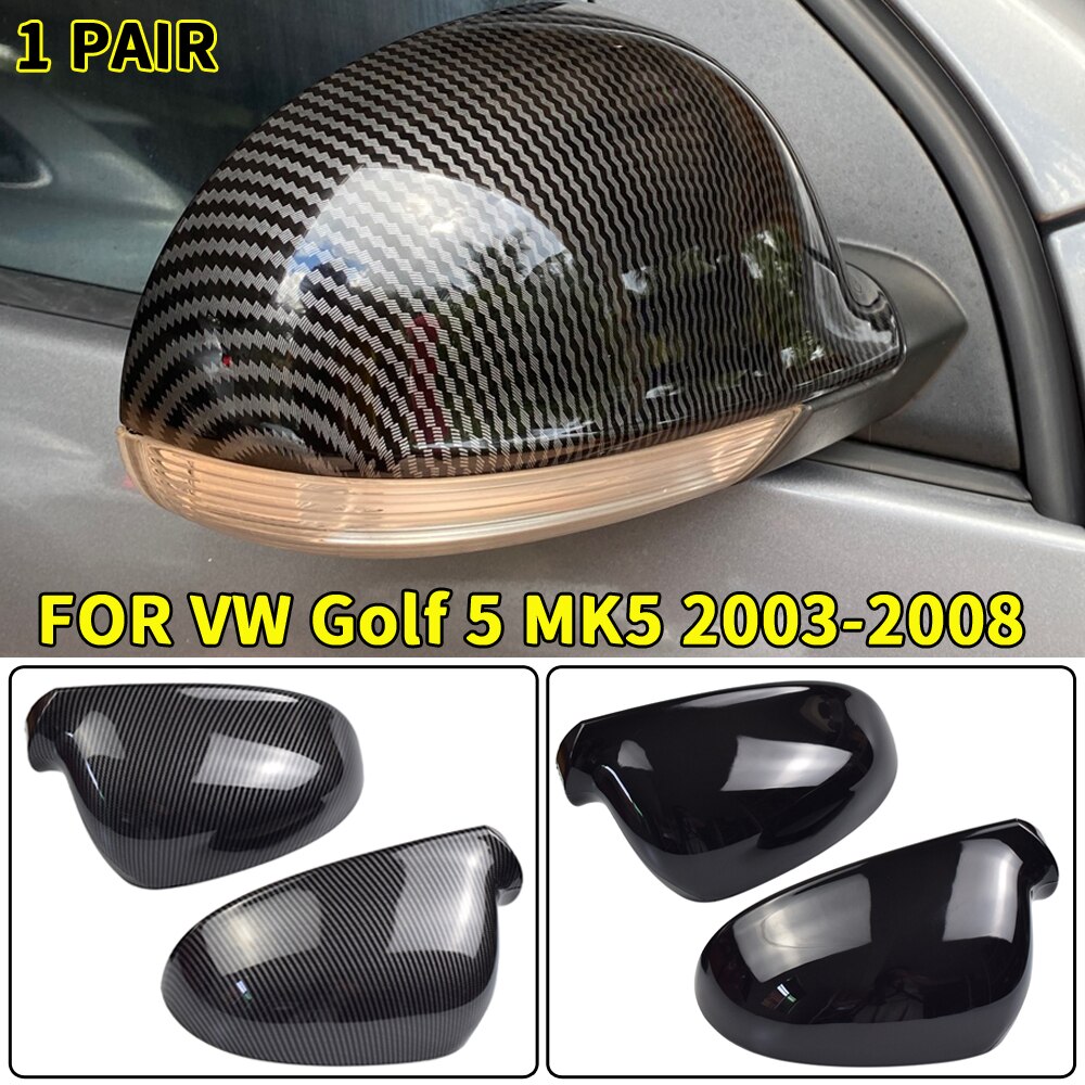 Couvercle de rétroviseur noir de rechange, 2 pièces, pour VW GOLF 5 V MK5 GTI Jetta Passat B5.5 B6 EOS Sharan, aile latérale