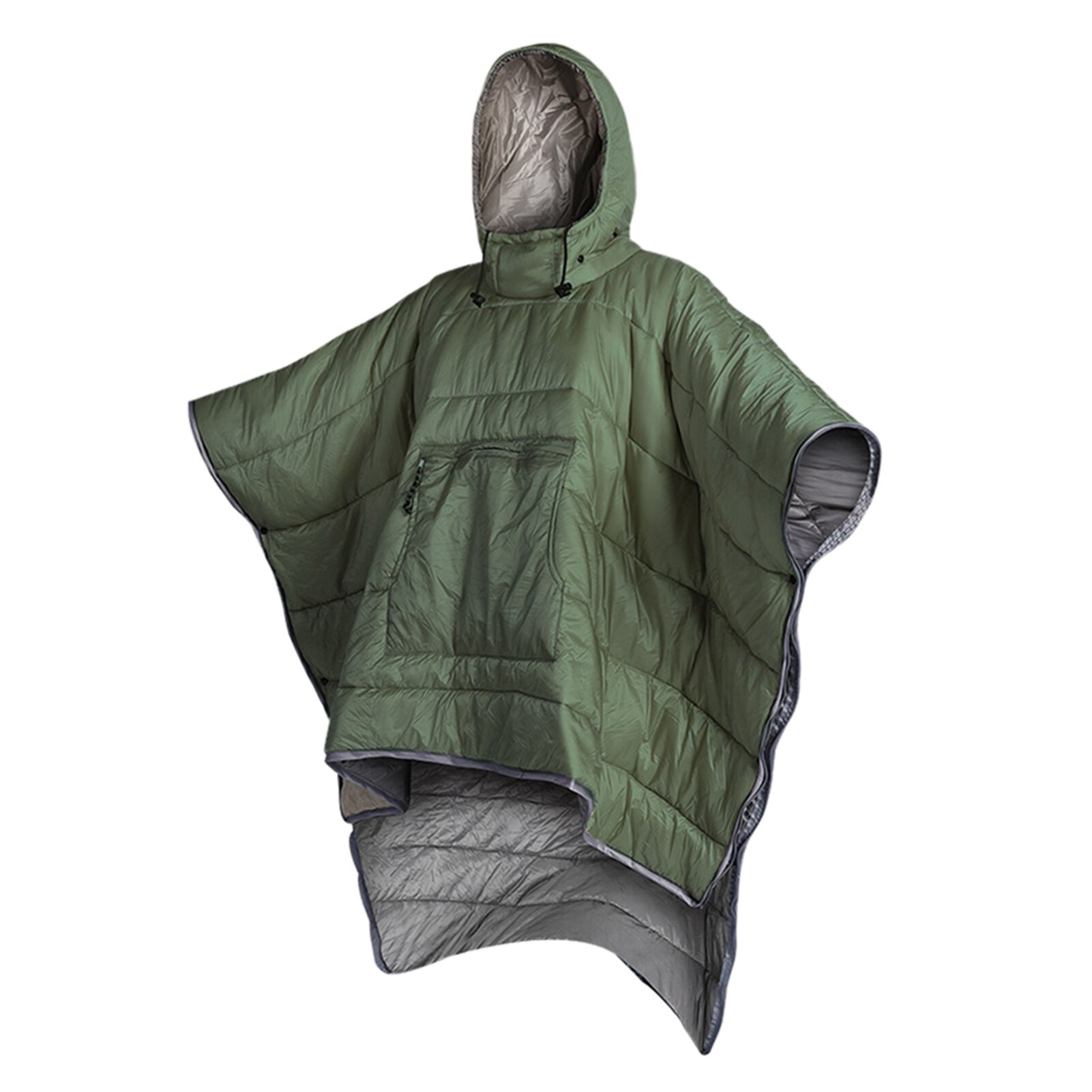 Vandtæt sovepose kappe poncho camping varm sove quilt udendørs camping sove tæppe quilt frakke med hætte: Militærgrøn
