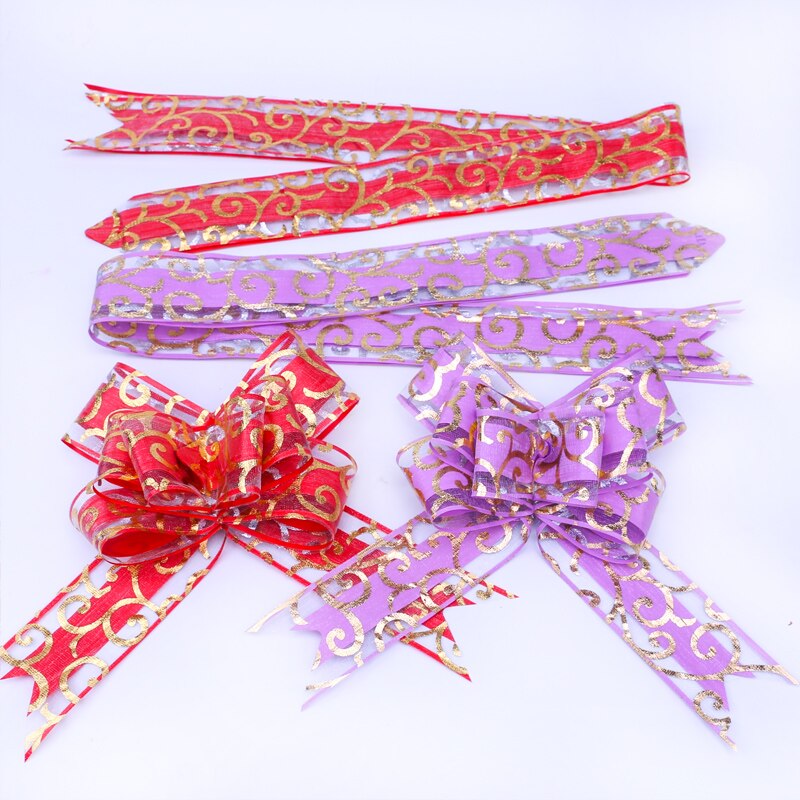 Lot de 100 beaux rubans à tirer 45mm, en rose/rouge/violet/bleu/noir, pour emballage de bouquet, décoration de voiture pour fête de noël et mariage