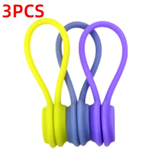 Bridas magnéticas para cables, organizador enrollador de cables de silicona, soporte de almacenamiento para auriculares, Clips para Cable de datos de auriculares, 3-12 Uds.: Rojo