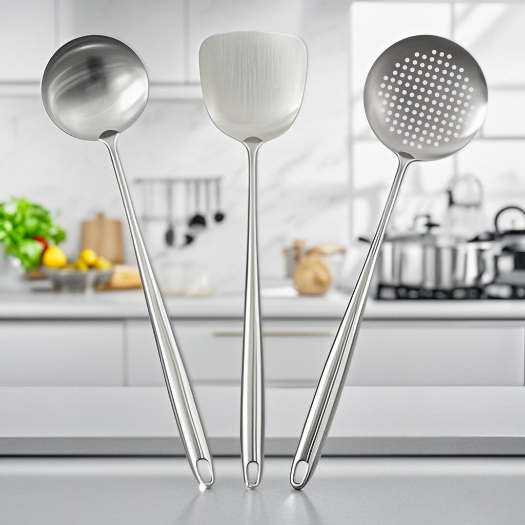 Espátula wok de aço inoxidável para alimentos, utensílios de cozinha de metal com fenda, colher, concha, conjunto de utensílios, acessórios de cozinha, ferramentas de cozinha: MULTI