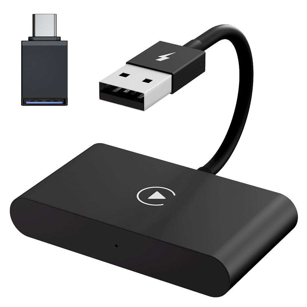 Trådløs biladapter, apple trådløs carplay-dongle, plug play wifi online oppdatering trådløs carplay-adapter for iphone: Svart