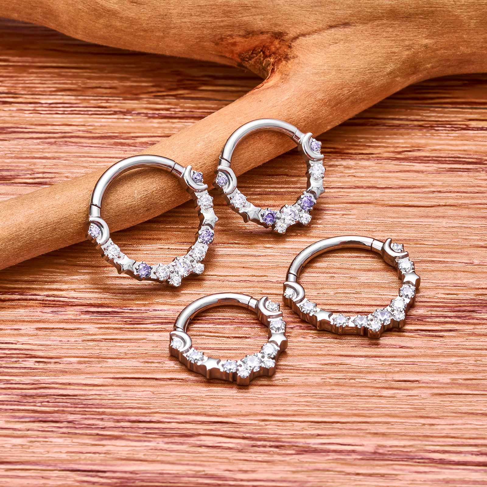 ASTM G23 Titanium Ronde CZ Piercing Septum Hoop Scharnier Neusring Kraakbeen Clicker Daith Tragus Helix Oorbellen Lichaam Sieraden