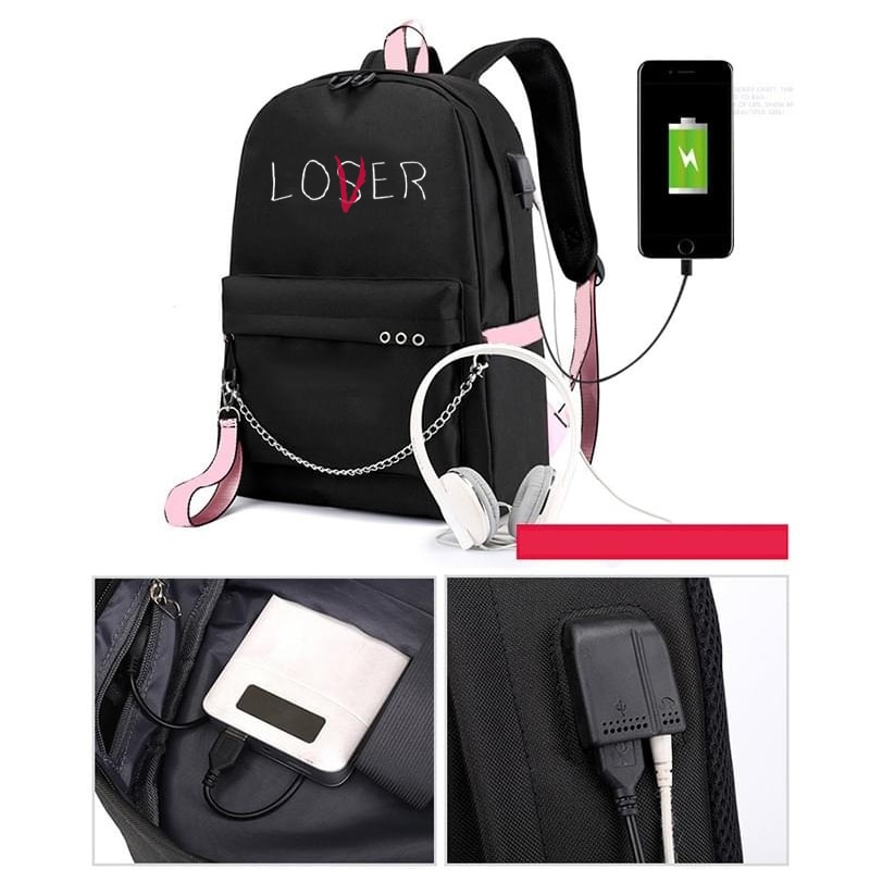 Amant perdant grands sacs d'école pour adolescentes Usb charge sac à dos femmes livre sac grand lycée sac jeunesse loisirs collège