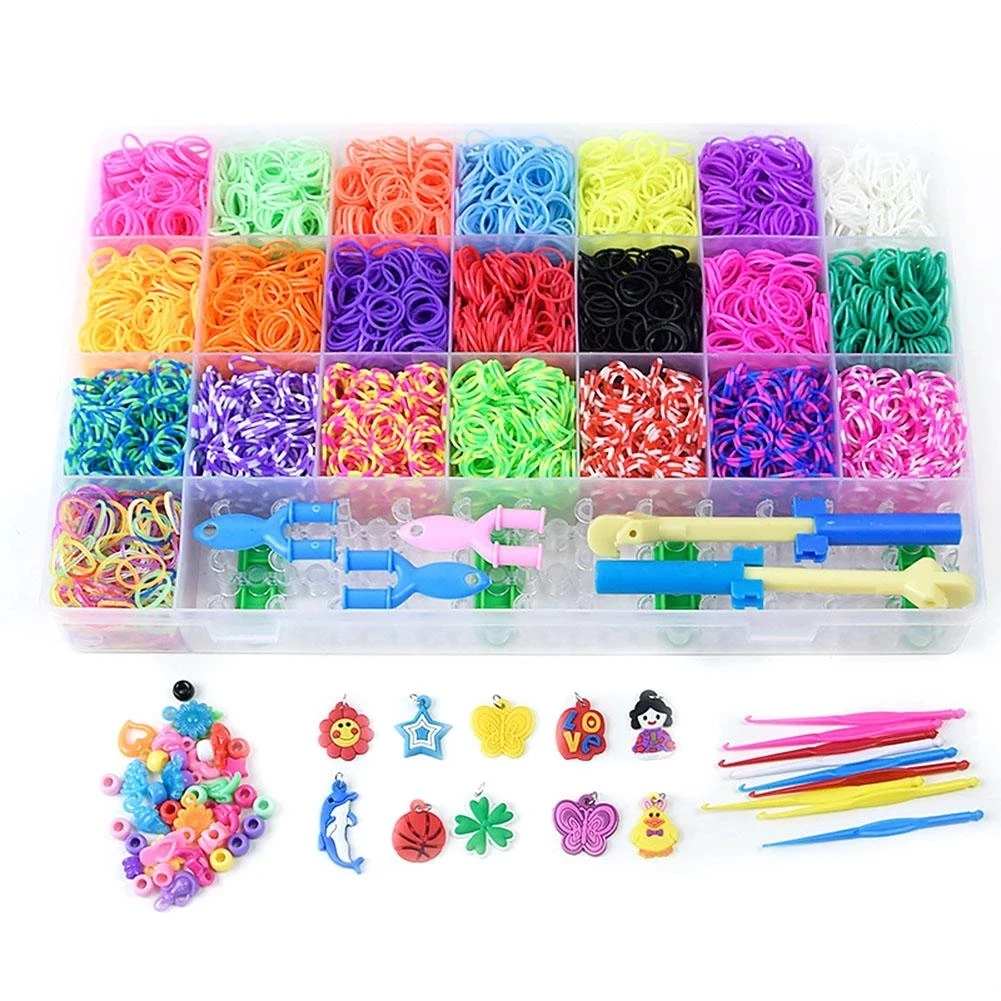 Kit de bandes de métier à tisser en caoutchouc fait à la main pour enfants, métier à tisser torsadé, fabricant de bracelets, kits exécutifs, navire chia, en stock, bricolage