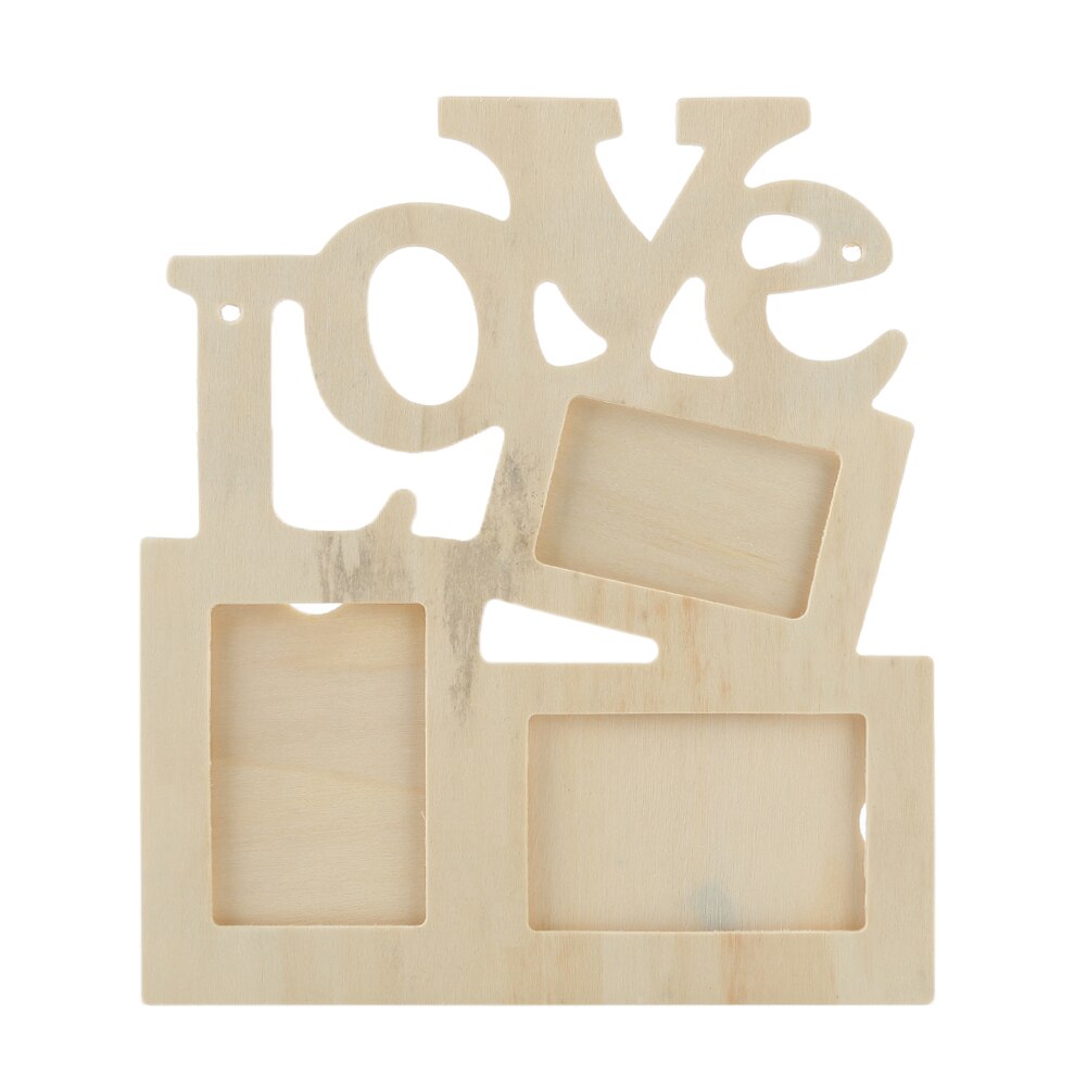 3 in 1 White Hollow Love Wooden Family Picture Photo Frame DIY Art Decor Frame Hollow Love