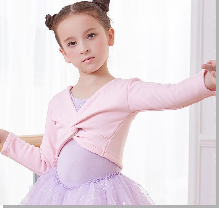 Tyttöjen klassinen paksu baletti pitkähihainen kääre toppi lasten tanssi ballerina edessä twist fleece lämmin vaate pinkki sininen: Vaaleanpunainen / 12(110-120cm korkeutta)