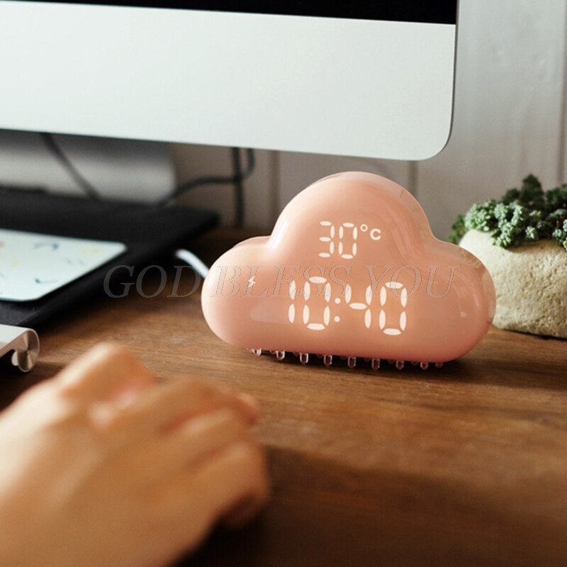 Cloud-Shaped Magnetic Clock Alarm Multi-Functional Clock with Strong Magnet Shows LED Time