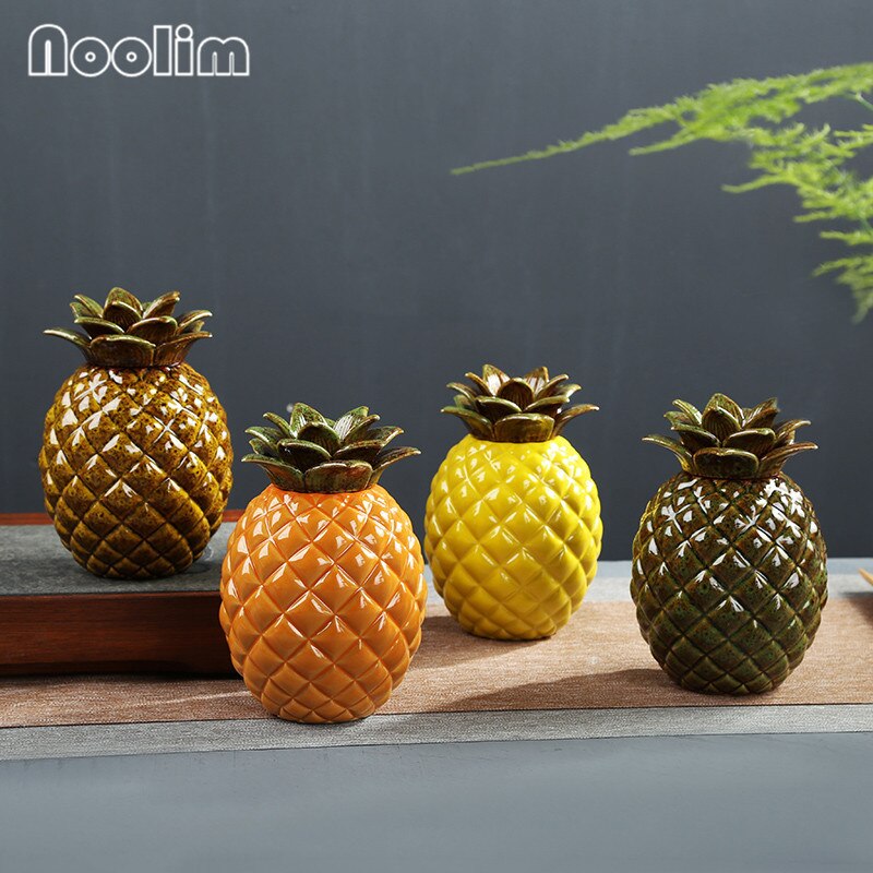Kreative Ananas Tee Caddie Keramik Obst bilden Versiegelt Tee Blatt Lagerung Panzer Mini Pu'er Tee Kasten Teehaus Ornament