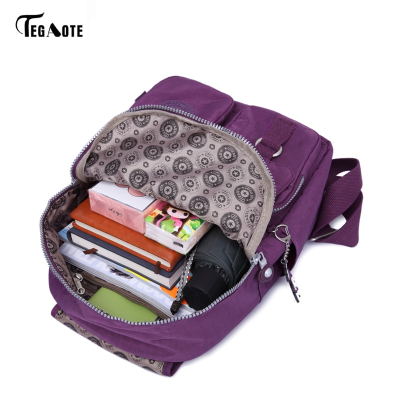 TEGAOTE School Backpack for Teenage Girls Mochila Feminine Backpacks Women Solid Famous Nylon Casual Laptop Bagpack Female