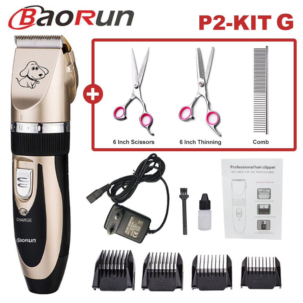 Baorun Pet Dog Hair Trimmer Animal Grooming Clippers Cat Cutter Machine Shaver Electric Scissor Clipper 110-240V AC: P2-KIT G