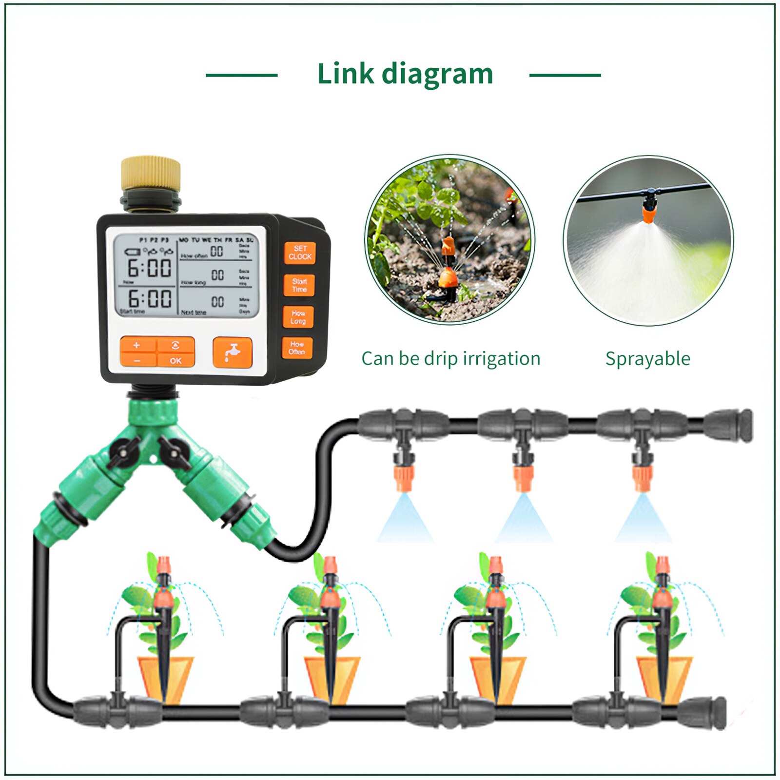 LED Display Sprinkler Timer Garden Battery Irrigation Programmer Garden Watering Timer Sprinkler Controller Device For Garden