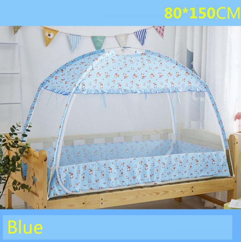 Opvouwbaar klamboe in meerdere maten voor kinderen, zomerluifel voor babybedje, anti-muggentent, mongoolse yurt, klamboe: Blauw -80 x 150cm