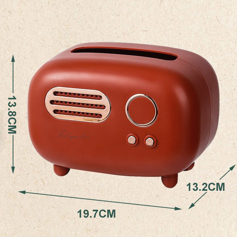 Boîte à mouchoirs de bureau, modèle Radio rétro, Vintage, distributeur de mouchoirs, rangement de serviettes, organisateur d&#39;ornement artisanal: Style A Red