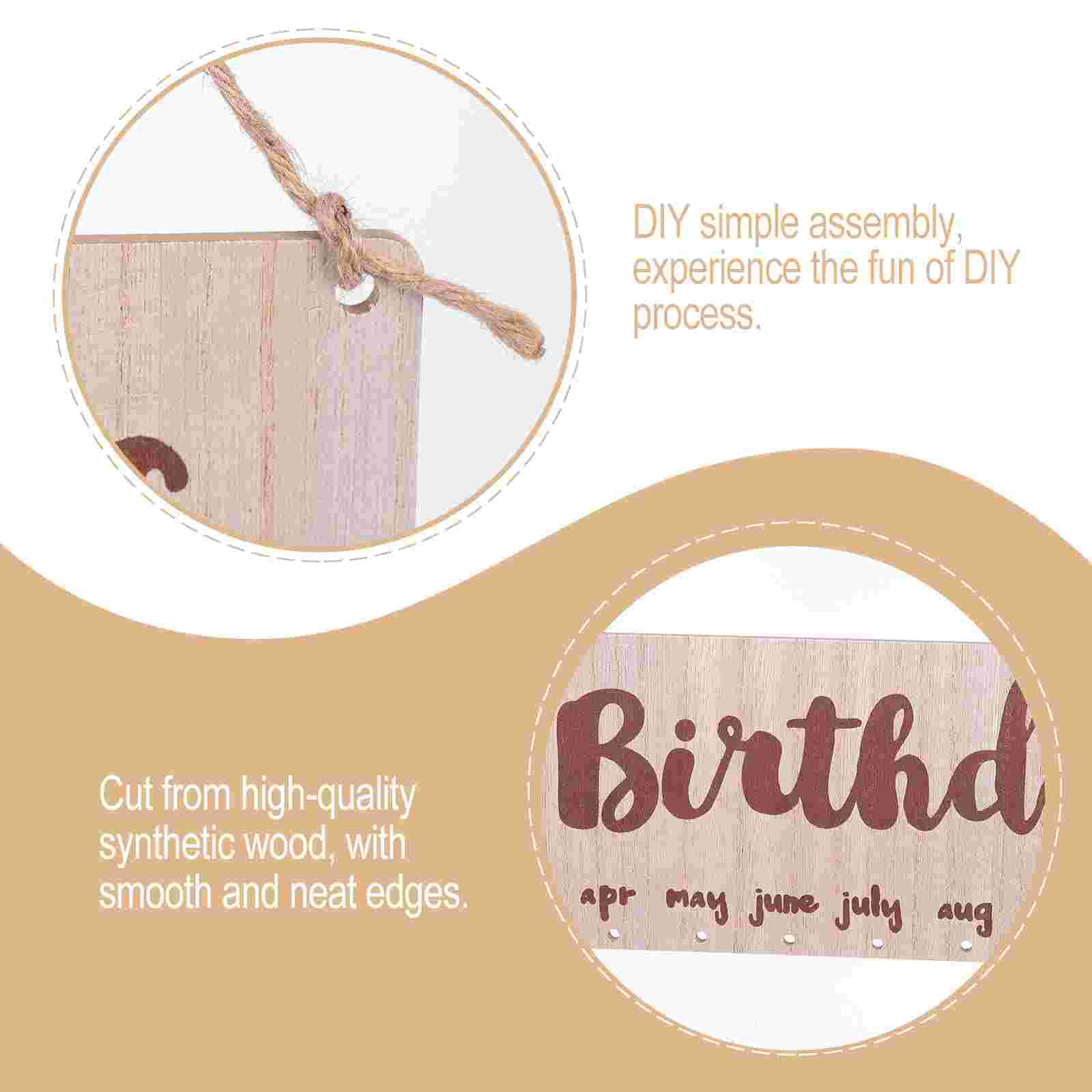 1 Set Wooden Birthdays Calendar DIY Calendar Hanging Decoration for Wedding Anniversary