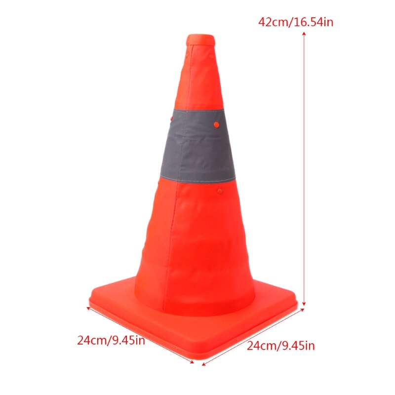 42Cm Vouwen Road Veiligheidswaarschuwing Teken Verkeer Kegel Oranje Reflecterende Tape