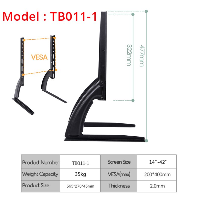 Universal TV Stand Legs TV Feet for 14 to 42 inch LCD/LED/OLED/Plasma TVs, Table Top Replacement TV Stand for Flat&amp;Curved Screen: Default Title