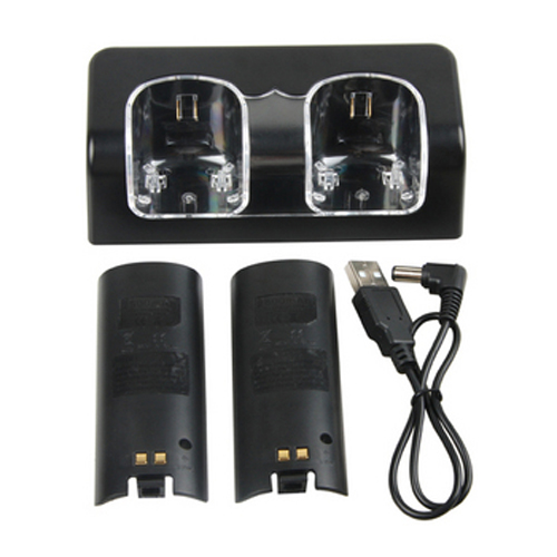 OSTENT Black Charger Dock Station + 2 Batterij Packs voor Nintendo Wii Remote Controller