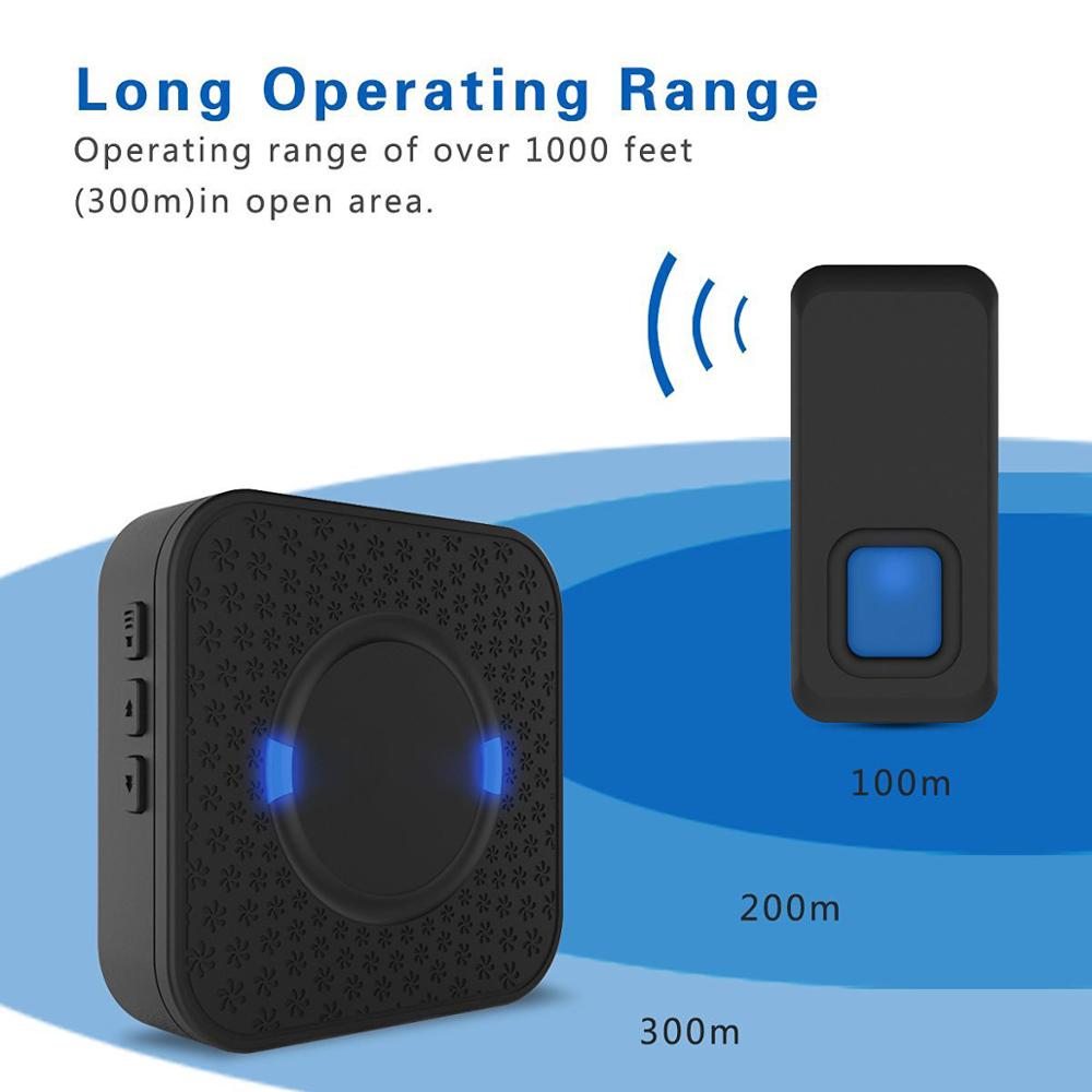 EU US UK Plug Wireless Doorbell Chime Waterproof Push Buttons LED flash Door Bell For Home Office Classroom