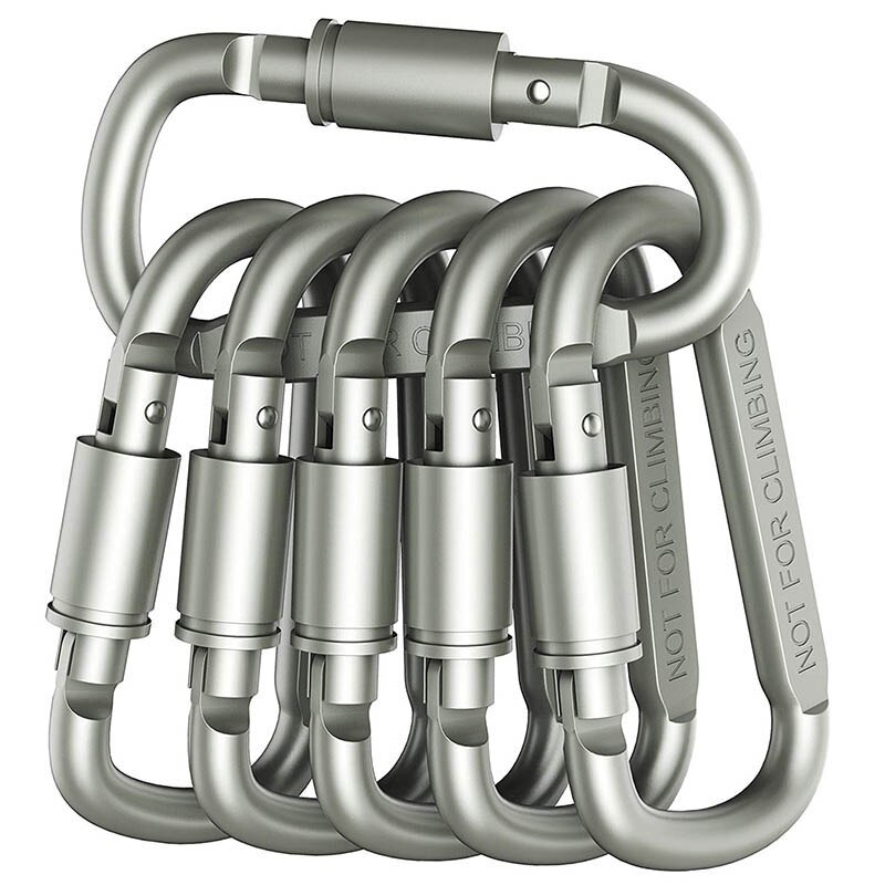 4- kleurige karabijnhaak voor het vergrendelen van sleutelhangers, sterke aluminium d-ringvormige sleutelhanger voor buiten kamperen en backpacken, sleutelhangerclip