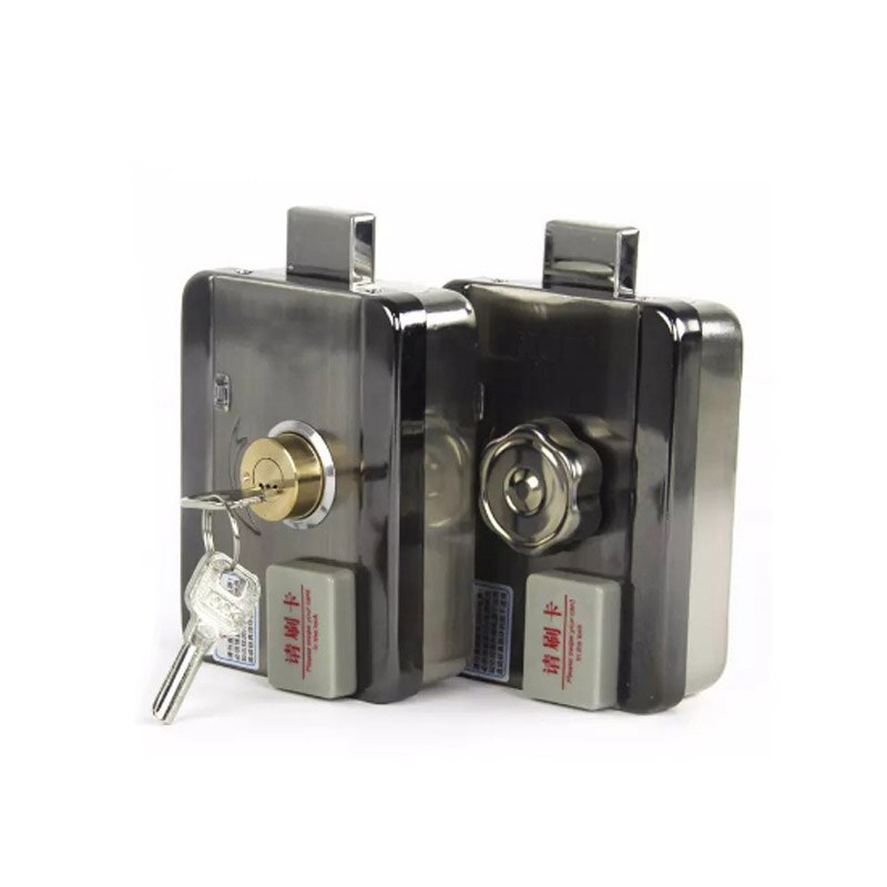 Smart remote control ID Card tag Door gate lock castle Access Control Electronic integrated RFID Rim lock double RFID reader