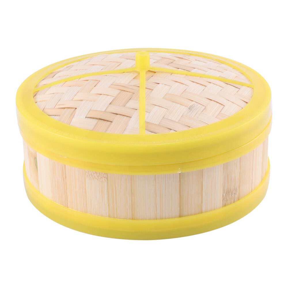1 sæt bambus damper enkelt lag kurv med låg dampkurv til madlavning dim sum dumpling bolle vegetabilsk ris  (1pc 20cm damper
