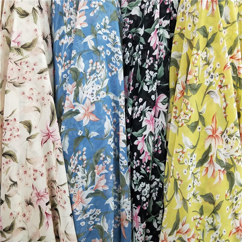 Bloemen chiffon hawaii jurk materiaal chiffon stof diy stof chiffon textiel 1 yard