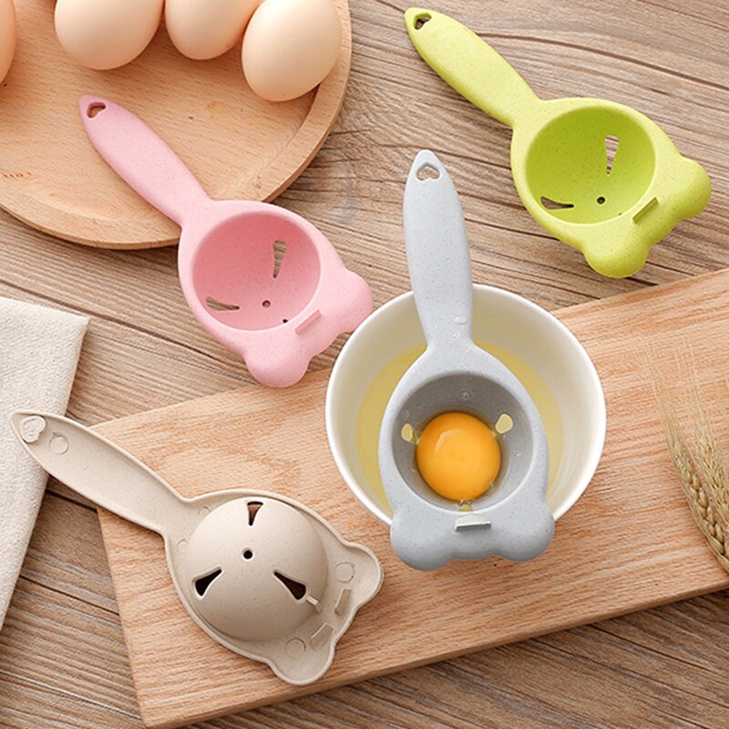 1Pcs Wheat Straw Yolk Egg Separator Divider Cute Bear Shaped Sifting Gadget Filter Holder Baking Tool Kitchen Accessories