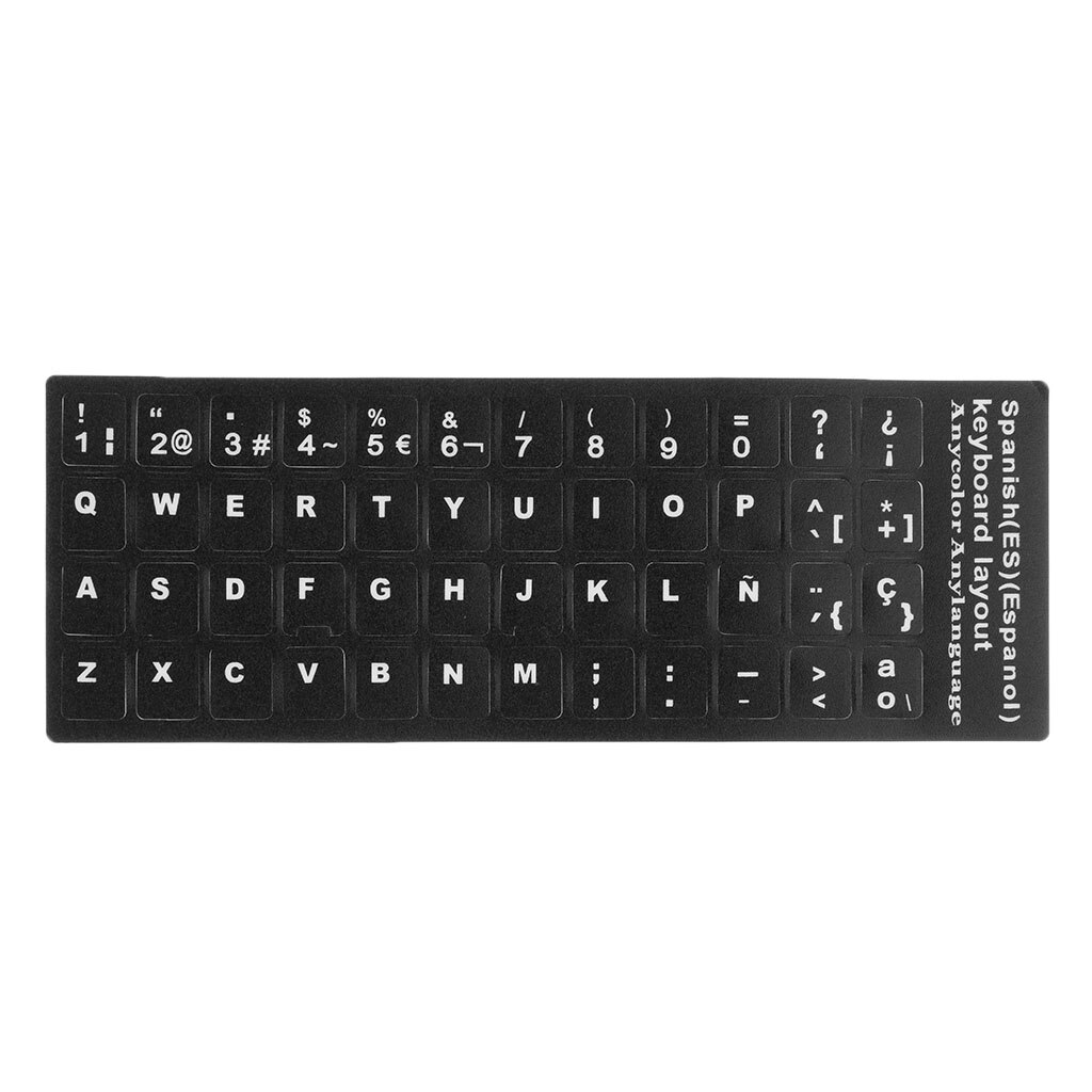 Universal Spanish Keyboard Stickers, PC Keyboard Stickers Black Background for PC Laptop Notebook Desktop
