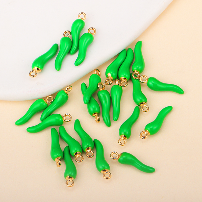 10 Stuks Emaille Legering Chili Charme Voor Schattige Oorbellen Rode Peper Hanger Ketting Vrouwen Sieraden Maken Benodigdheden Diy Ornamenten: Silver Plated