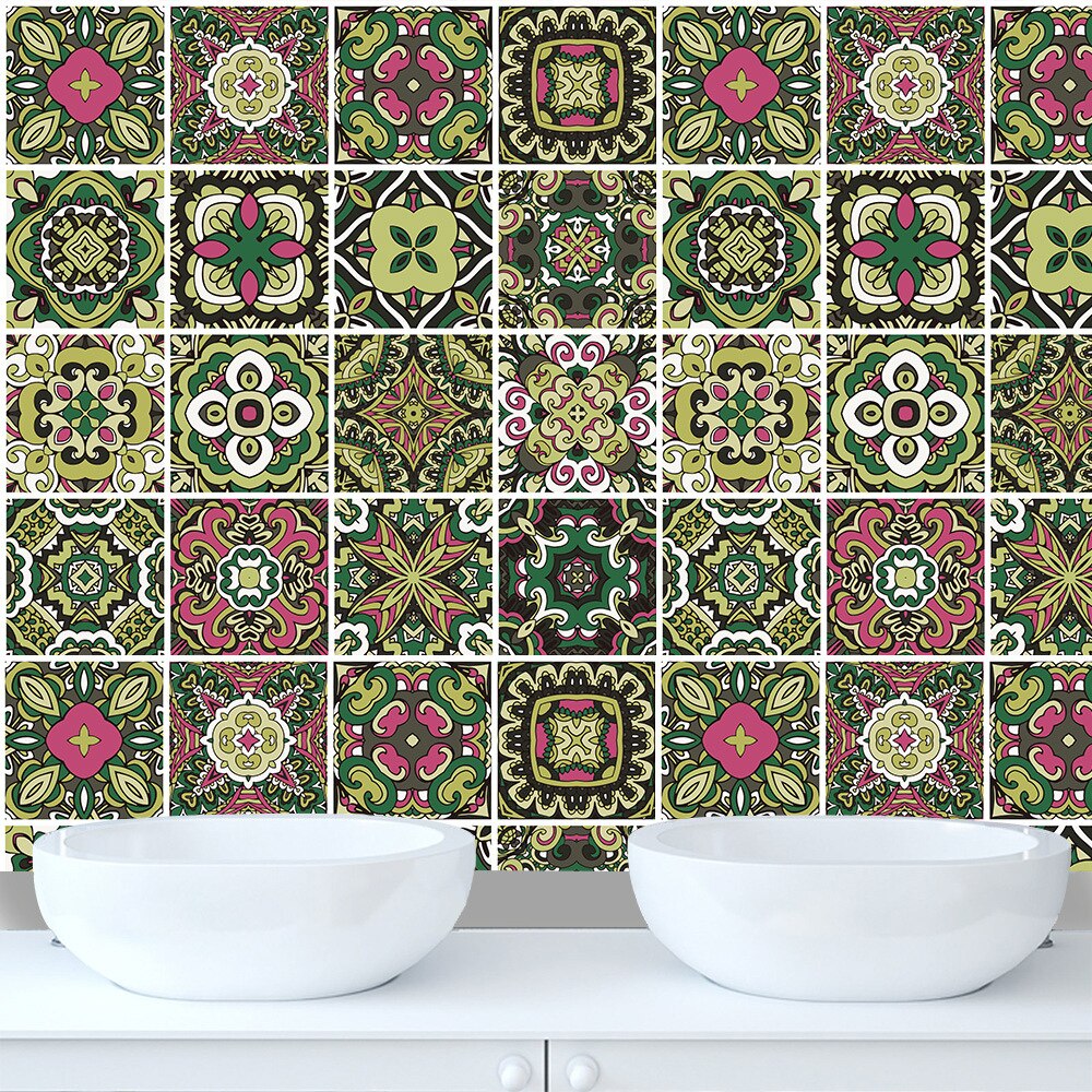 Table Masking sticker Kitchen bathroom deco waterproof DIY self-adhesive PVC wallpaper Retro thick pattern tile stickers custom