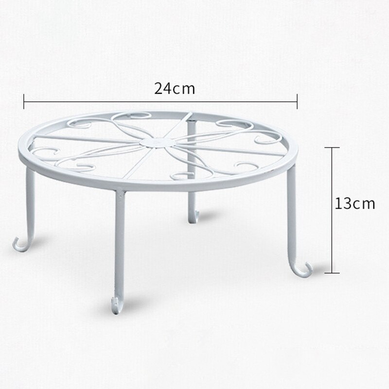 Ijzer Potplanten Stand, Wit, 2 Stuks, Roest-Proof Ronde Zware Tuin Planter