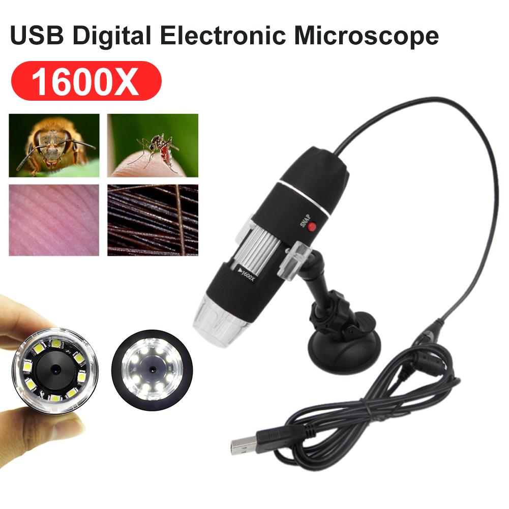 Mega pixel 1600x 8 led digitalt mikroskop usb endoskop kamera mikroskopi forstørrelsesglas elektronisk stereo pincet forstørrelse: 1600x