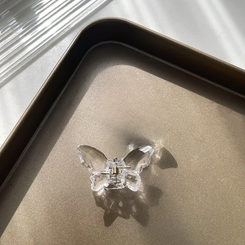 Pinza para el pelo de sirena y mariposa de cristal para niña, pinza para la cabeza trasera, pinzas para el pelo grandes transparentes, horquillas, tocado, accesorios para el cabello: Rojo