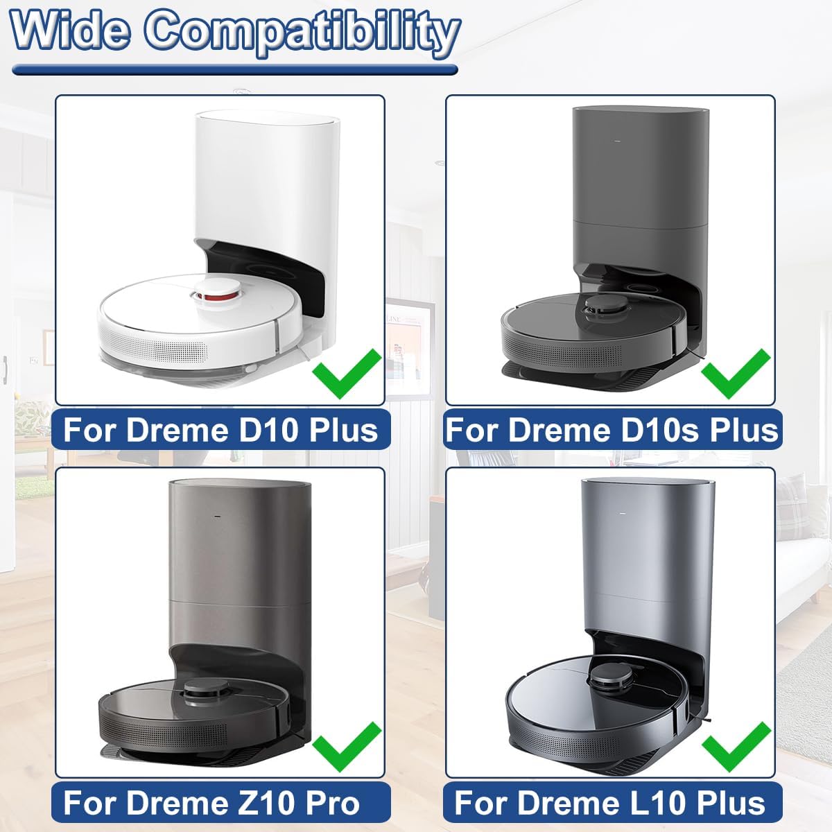 10er-Pack Staubsaugerbeutel für Dreame D10 Plus / D10s Plus / Z10 Pro / L10 Plus Roboterstaubsauger, RLS3D Staubsammelbeutel