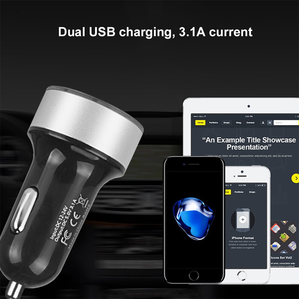 3.4A Dual USB Car Charger Digital LCD Display 5V For IPhone Xiaomi Samsung Fast Charging Cigarette Socket Lighter Newly