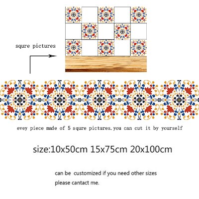 Marokkaanse Stijl Kleurrijke Patroon Hard Tegel Vloer Muursticker Home Decor Keuken Badkamer Wc Decoratie Art Mural: 2 / 10x50cm