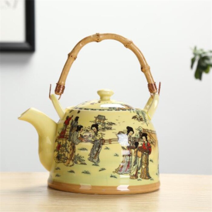 Théière en céramique chinoise traditionnelle peinte à la main, porcelaine bleue et blanche, théière haute température, bouilloire Kung Fu, ornements: 13