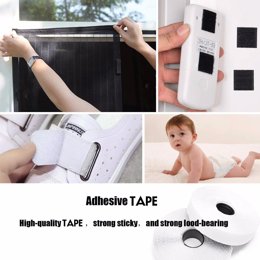 5m*20mm borrelås, selvklebende klebrig tape, kraftig borrelås tape gjenbrukbar dobbeltsidig klebrig tape 20mm