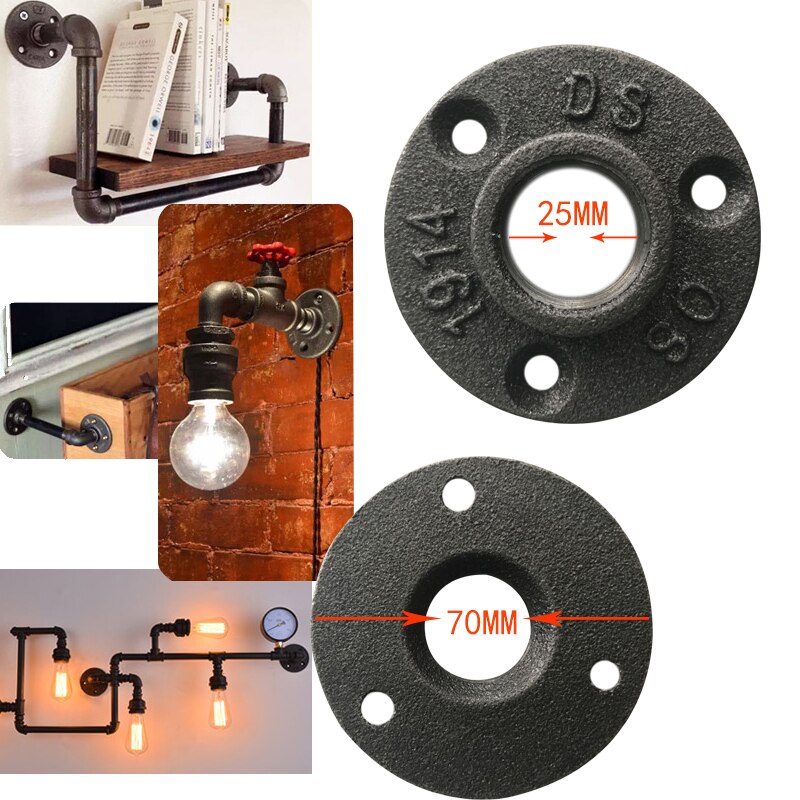 4 stücke gusseisen flansche Gewinde BSP Temperguss 1/2 "3/4" Rohrverbindungsstücke Wandhalterung Boden Antike 3 See Flansch Stück Hardware-