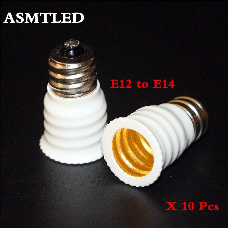 ASMTLED 10 Stks Wit E12 tot E14 Lamp Converter LED Light Holder Lamp Adapter Socket Changer E12-E14 Lampen Adapter