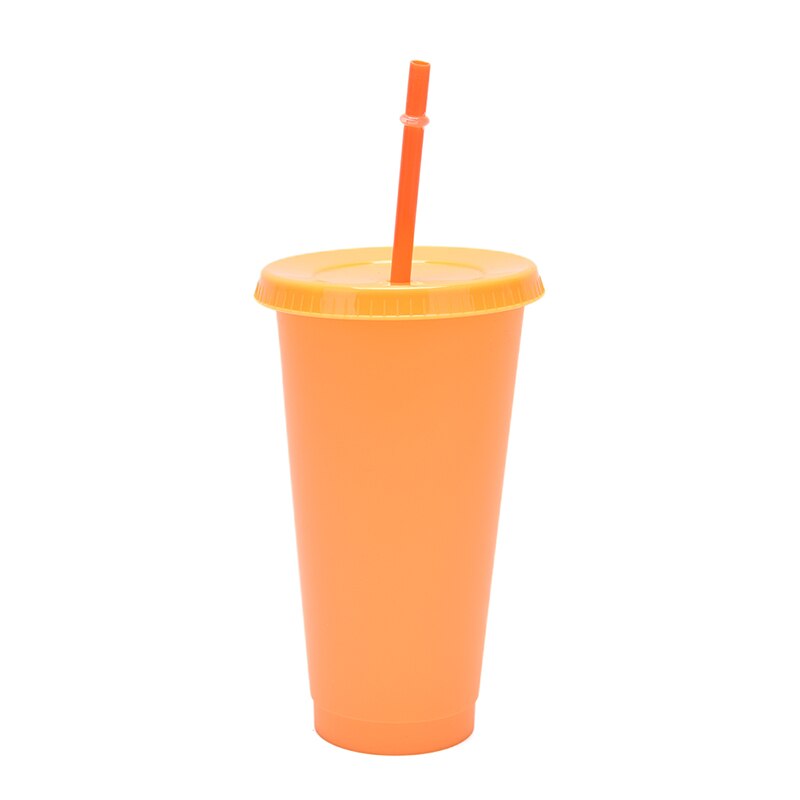 Color Changing Cold Cups Plastic Colorful Cold Water Color Changing Coffee Cup Mug Water Bottles With Straws: 3