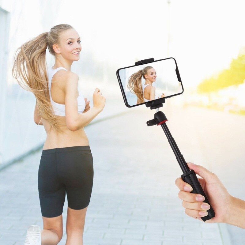 Puluz Selfie Sticks Statief + Telefoon Klem Met Statief Adapter & Lange Schroef (Zwart)
