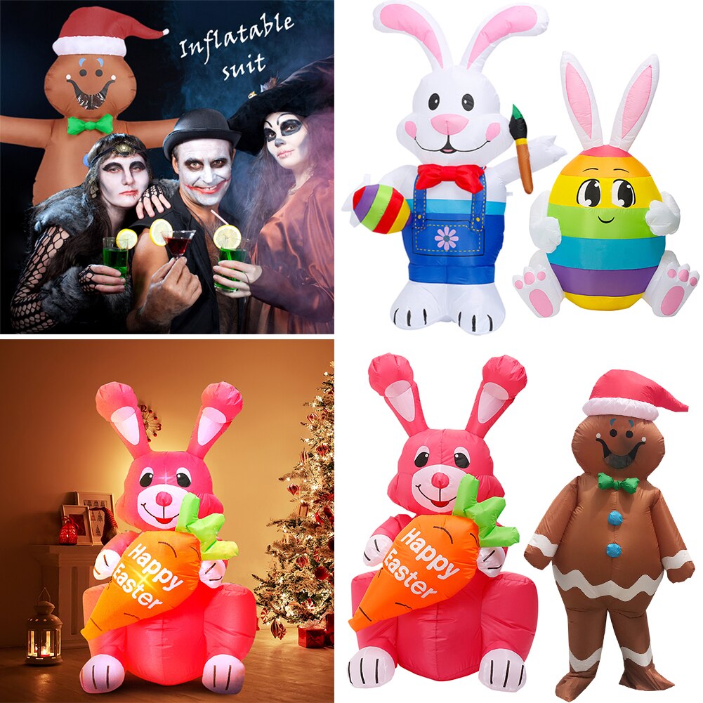 Rabbit Inflatable Costume Easter Bunny Cosplay Fancy Mascot Halloween Toys Cartoon Anime Halloween Toys Home Party Decoration